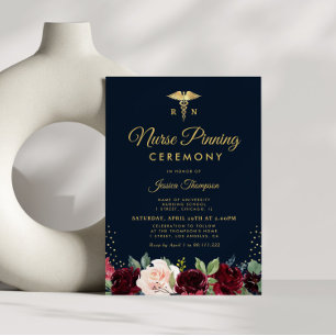 Invitation Cérémonie d'épinglage de la marine bordeaux modern