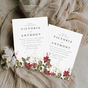 Invitation Cérémonie des Mariages de Noël Red Poinsettia