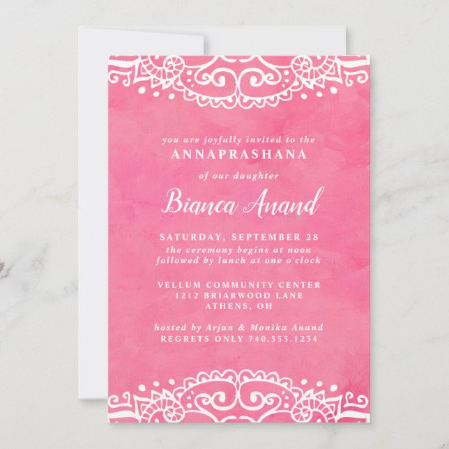 Invitation Cérémonie des Roses Annaprashana (Devant)