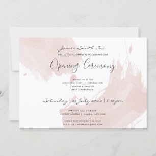 INVITATION CÉRÉMONIE D'OUVERTURE AU PINCEAU AÉROGRAPHIÉE ROSE