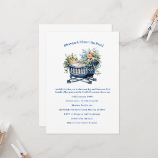 Invitation Cérémonie du berceau bébé garçon Floral