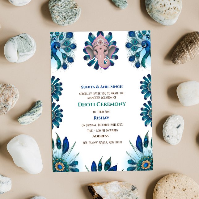 Invitation Cérémonie du Boy Dhoti indien Pancha Kattu Invit (Créateur téléchargé)