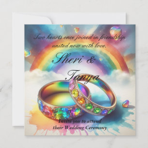 Invitation Cérémonie du Mariage des anneaux d'arc-en-ciel gay