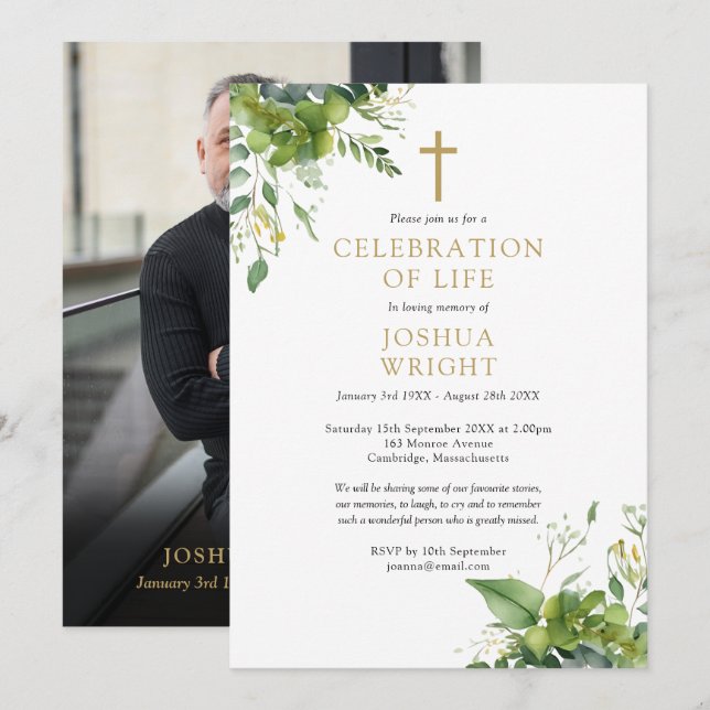 Invitation Cérémonie funéraire du Mémorial Christian Greenery (Devant / Derrière)