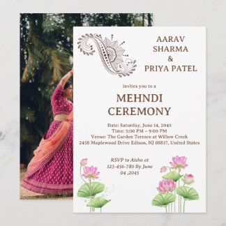Invitation Cérémonie hindoue indienne de mehndi avant le mari