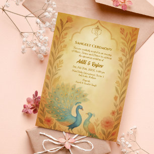 Invitation Cérémonie indienne de la sangeet pré-Mariage Peaco