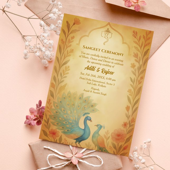 Invitation Cérémonie indienne de la sangeet pré-Mariage Peaco (Créateur téléchargé)