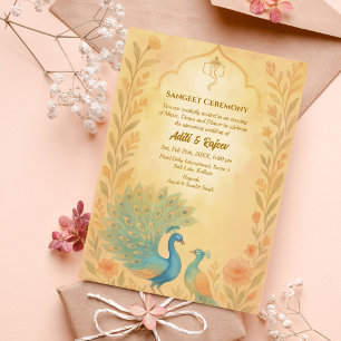 Invitation Cérémonie indienne de la sangeet pré-Mariage Peaco