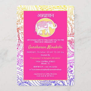 Invitation Cérémonie indienne de l'Annaprashana du premier ri