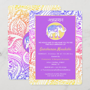 Invitation Cérémonie indienne de l'Annaprashana du premier ri