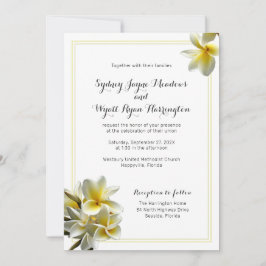 Invitation Cérémonie Mariage des fleurs de la Plumeria jaune