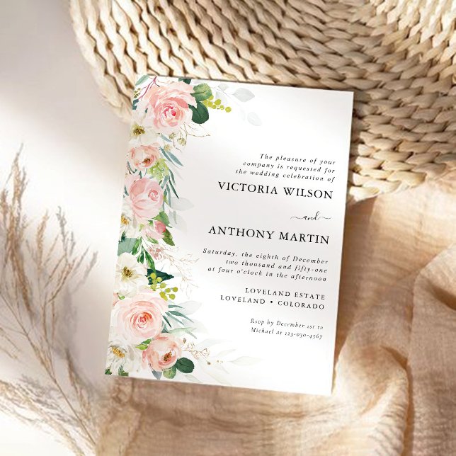 Invitation Cérémonie Mariage Ethereal Blush Rose (Créateur téléchargé)