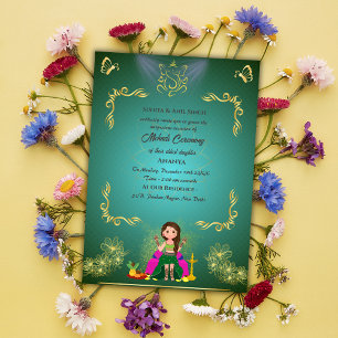 Invitation Cérémonie Mehndi de la mariée indienne Ganesha