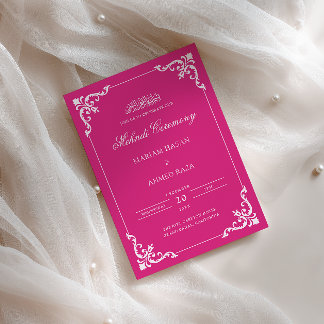 Invitation Cérémonie Mehndi Rose Chaud Blanc Antique Élégant
