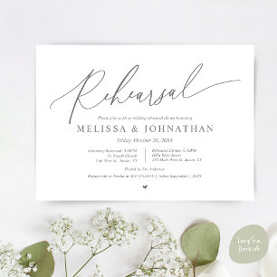 Invitation Cérémonie romantique du Mariage et répétition du d