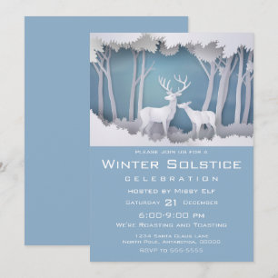 Invitation Cerf coupé en papier en forêt