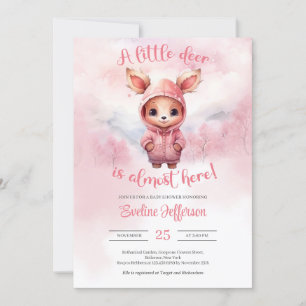 Invitation Cerf de bébé rose aquarelle avec sweatshirt