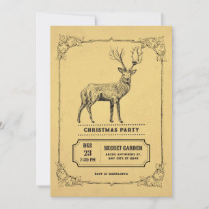 Invitation cerf vintage