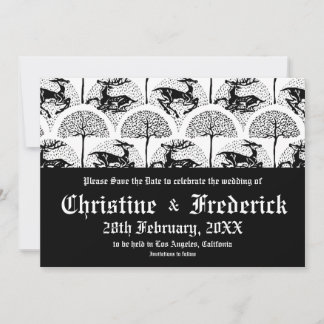 Invitation Cerfs médiévaux et arbres, enregistrer la date de