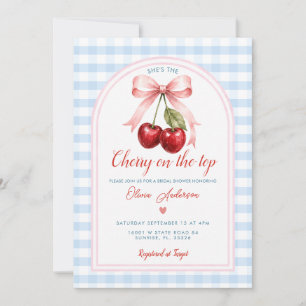 Invitation Cerise à ruban rose sur le dessus Baby Shower Ging