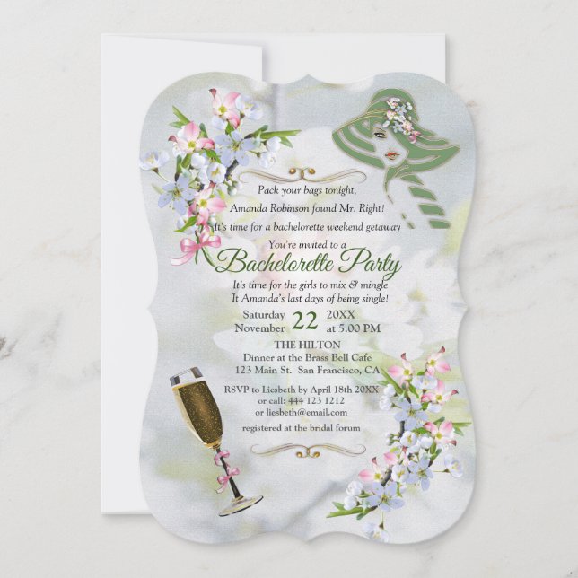 Invitation Cerise Blossom Bachelorette (Devant)