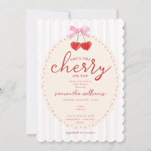 Invitation Cerise d'aquarelle rose Coquette sur le Baby showe