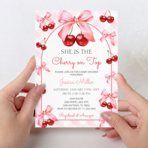 Invitation Cerise de seigle rose Coquette sur le Baby shower 