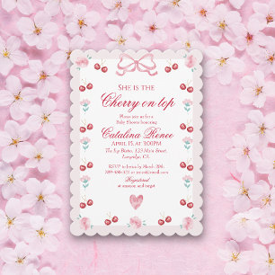 Invitation Cerise Douce Sur Le dessus Rose Rouge