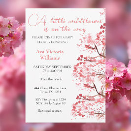 Invitation Cerise Fleur Un Petit Baby shower Fleur sauvage