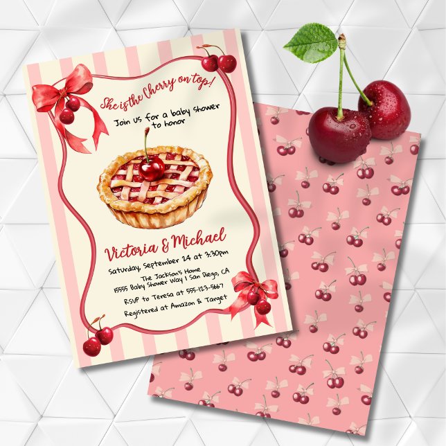 Invitation Cerise sur le Baby shower à tarte (Créateur téléchargé)