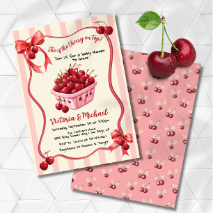 Invitation Cerise sur le Baby shower Bow supérieur