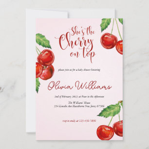 Invitation Cerise sur le Baby shower supérieur