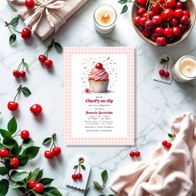 Invitation Cerise sur le Baby shower supérieur (Cherry On Top Baby Shower Invitation)