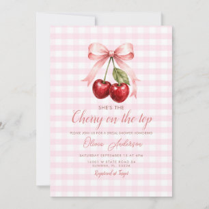 Invitation Cerise sur le dessus de la douche de mariée rose à