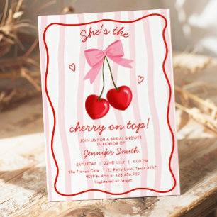 Invitation Cerise sur le dessus de la Mariée Cute Rose Bow