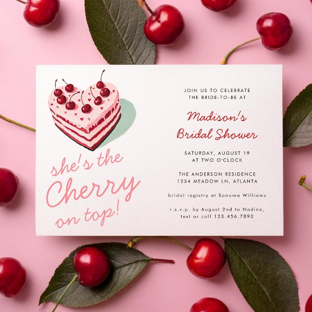 Invitation Cerise sur le dessus Fête des mariées de gâteau de (Créateur téléchargé)