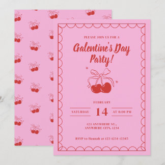Invitation Cerise sur le dessus Galentine's Day rose