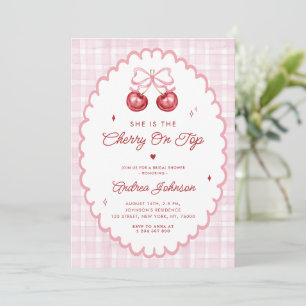 Invitation Cerise sur le dessus Preppy Vintage Bow Fête des m
