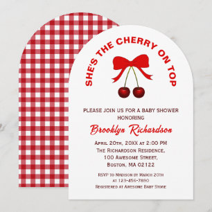 Invitation Cerise sur le dessus Red Coquette Bow Girl Baby sh