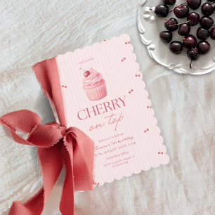 Invitation Cerise sur le gâteau fille 1er anniversaire