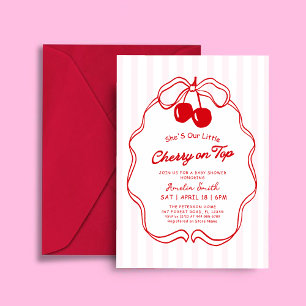 Invitation Cerise sur le gâteau Saint-Valentin fille Baby sho