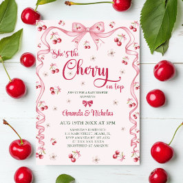 Invitation Cerise Top Baby shower de fille de la cou rose