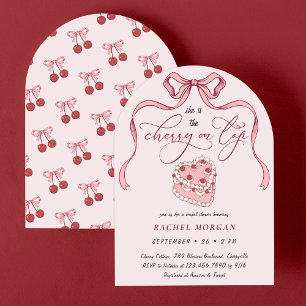 Invitation Cerise vintage Bow Sur Fête des mariées Rose Gâtea