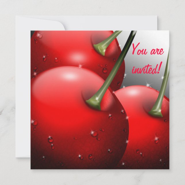 Invitation Cerises avec gouttes de ragoût (Devant)