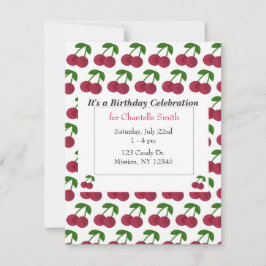 Invitation Cerises d'anniversaire d'été