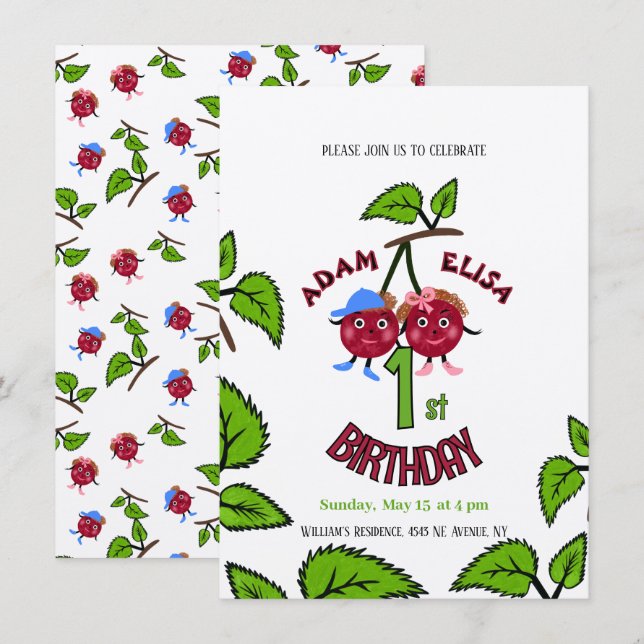 Invitation Cerises jumelles  (Devant / Derrière)