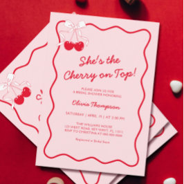 Invitation Cerisier Bow Rouge Sur La Fête des mariées Supérie