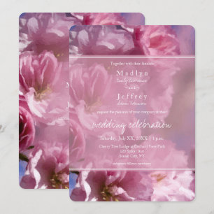 Invitation cerisier rose fleurs mariage de printemps
