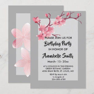 Invitation Cerry    Blossom, fête d'anniversaire