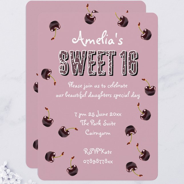 Invitation Cerry Sweet 16 Soirée personnalisée (Créateur téléchargé)